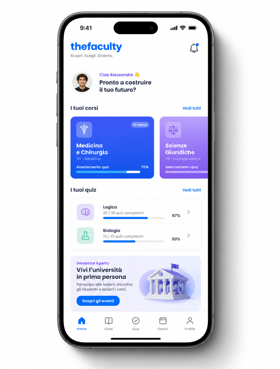 Schermata dell'app thefaculty su iPhone